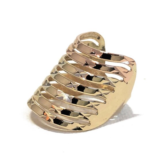 14k Ladies Yellow gold tri-tone 7 roll Ring